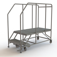 Mobile Work Platform, Steel, 2 Steps, 20" H, 47" D, 24" Step, Serrated Helyx Safety & Industrial Supplies