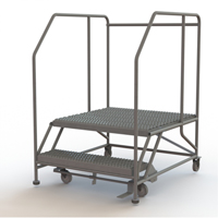 Mobile Work Platform, Steel, 2 Steps, 20" H, 36" D, 36" Step, Serrated Helyx Safety & Industrial Supplies
