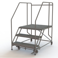 Mobile Work Platform, Steel, 3 Steps, 30" H, 36" D, 36" Step, Serrated Helyx Safety & Industrial Supplies