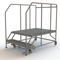 Mobile Work Platform, Steel, 2 Steps, 20" H, 48" D, 36" Step, Serrated Helyx Safety & Industrial Supplies