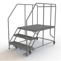 Mobile Work Platform, Steel, 3 Steps, 30" H, 48" D, 36" Step, Serrated Helyx Safety & Industrial Supplies