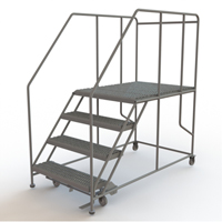 Mobile Work Platform, Steel, 4 Steps, 40" H, 48" D, 36" Step, Serrated Helyx Safety & Industrial Supplies