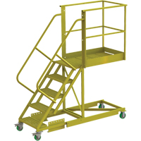 &eacute;chelle roulante en porte-&agrave;-faux, Renforc&eacute;, 5 marches, Profondeur de la plateforme 40", Hauteur de la plateforme 50" Helyx Safety & Industrial Supplies