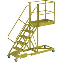 &eacute;chelle roulante en porte-&agrave;-faux, Renforc&eacute;, 6 marches, Profondeur de la plateforme 40", Hauteur de la plateforme 60" Helyx Safety & Industrial Supplies