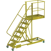 &eacute;chelle roulante en porte-&agrave;-faux, Renforc&eacute;, 7 marches, Profondeur de la plateforme 40", Hauteur de la plateforme 70" Helyx Safety & Industrial Supplies