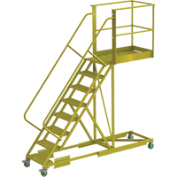 &eacute;chelle roulante en porte-&agrave;-faux, Renforc&eacute;, 8 marches, Profondeur de la plateforme 40", Hauteur de la plateforme 80" Helyx Safety & Industrial Supplies
