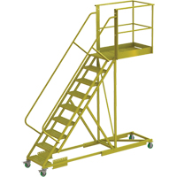 &eacute;chelle roulante en porte-&agrave;-faux, Renforc&eacute;, 9 marches, Profondeur de la plateforme 40", Hauteur de la plateforme 90" Helyx Safety & Industrial Supplies