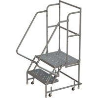Deep Top Step Rolling Ladder, 2 Steps, 16" Step Width, 20" Platform Height, Steel Helyx Safety & Industrial Supplies