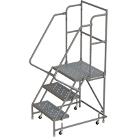 Deep Top Step Rolling Ladder, 3 Steps, 16" Step Width, 30" Platform Height, Steel Helyx Safety & Industrial Supplies