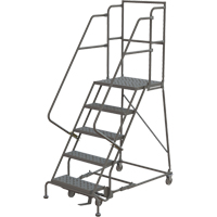 Deep Top Step Rolling Ladder, 5 Steps, 16" Step Width, 50" Platform Height, Steel Helyx Safety & Industrial Supplies
