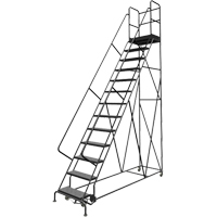 Deep Top Step Rolling Ladder, 13 Steps, 24" Step Width, 130" Platform Height, Steel Helyx Safety & Industrial Supplies
