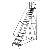 Deep Top Step Rolling Ladder, 14 Steps, 24" Step Width, 140" Platform Height, Steel Helyx Safety & Industrial Supplies