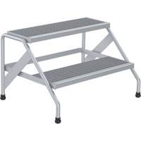 Aluminum Step Stand, 2 Step(s), 32-13/16" W x 24-9/16" L x 20" H, 500 lbs. Capacity Helyx Safety & Industrial Supplies