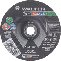 Meules &agrave; moyeu d&eacute;port&eacute; Flexcut, 7", 36 Grain, Oxyde d'aluminium, 7/8", 8600 Tr/min, Type 29 Helyx Safety & Industrial Supplies