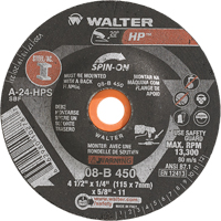 HP Spin-On Grinding Wheel, 4-1/2" x 1/4", 5/8"-11 Arbor, Type 27S Helyx Safety & Industrial Supplies