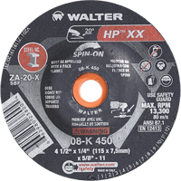 Double-X Depressed Centre Grinding Wheel, 4-1/2" x 1/4", 5/8"-11 Arbor, Type 27S Helyx Safety & Industrial Supplies