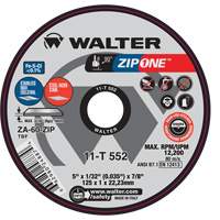 Zip One Cut-Off Wheel, 5" x 1/32", 7/8" Arbor, Type 1, Zirconia Alumina, 12200 RPM Helyx Safety & Industrial Supplies