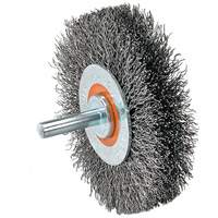 Mounted Crimped Wire Wheel, 4" Dia., 0.0118" Fill Helyx Safety & Industrial Supplies