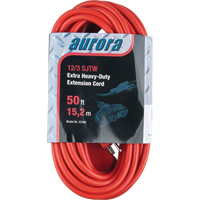 Vinyl Extension Cord, Outdoor, SJTW, 12/3 AWG, 15 A, 3 Outlet(s), 50' Helyx Safety & Industrial Supplies
