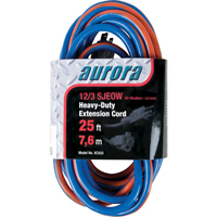 TPE-Rubber Extension Cord With Light Indicator, All-Weather, SJEOW, 12/3 AWG, 15 A, 25' Helyx Safety & Industrial Supplies
