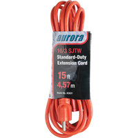 Cordon rallonge, Int&eacute;rieur/ext&eacute;rieur, SJTW, AWG 16/3, 13 A, 15' Helyx Safety & Industrial Supplies