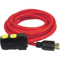 Generator Extension Cord with Resets, SJTW, 10 AWG, 20 A, 4 Outlet(s), 25' Helyx Safety & Industrial Supplies