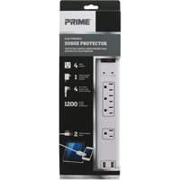 USB Charging Surge Protectors, 4 Outlets, 1200 J, 1875 W, 4' Cord Helyx Safety & Industrial Supplies