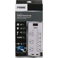 USB Charging Surge Protectors, 8 Outlets, 2400 J, 1875 W, 6' Cord Helyx Safety & Industrial Supplies
