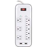 USB Charging Surge Protectors, 8 Outlets, 2400 J, 1875 W, 6' Cord Helyx Safety & Industrial Supplies