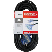 All-Rubber Extension Cord, Outdoor, SJOOW, 12/3 AWG, 15 A, 3 Outlet(s), 50' Helyx Safety & Industrial Supplies