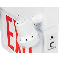 Enseigne de sortie avec &eacute;clairage de s&eacute;curit&eacute;, DEL, &agrave; piles/&agrave; raccordement fixe, 12-1/10" lo x 11" la, Anglais Helyx Safety & Industrial Supplies