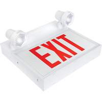 Enseigne de sortie avec &eacute;clairage de s&eacute;curit&eacute;, DEL, &agrave; piles/&agrave; raccordement fixe, 12-1/10" lo x 11" la, Anglais Helyx Safety & Industrial Supplies