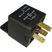 Mini relais unipolaire &agrave; une direction avec r&eacute;sistance, Prise, 40 A, 12 V Helyx Safety & Industrial Supplies