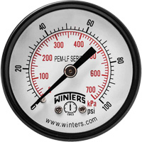 Economy Pressure Gauge, 2" , 0 - 100 psi, Back Mount, Analogue Helyx Safety & Industrial Supplies
