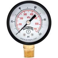 Economy Pressure Gauge, 2" , 0 - 100 psi, Bottom Mount, Analogue Helyx Safety & Industrial Supplies
