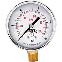 Economy Pressure Gauge, 2-1/2" , 0 - 15 psi, Bottom Mount, Analogue Helyx Safety & Industrial Supplies