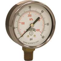 Economy Pressure Gauge, 2-1/2" , 0 - 60 psi, Bottom Mount, Analogue Helyx Safety & Industrial Supplies