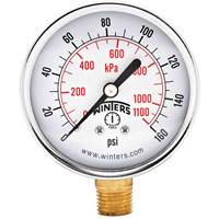 Economy Pressure Gauge, 2-1/2" , 0 - 160 psi, Bottom Mount, Analogue Helyx Safety & Industrial Supplies
